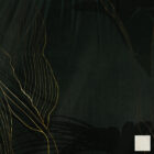 Dunkle Tapete Gold Flowers Dark mit zarten, golden schimmernden Blätterlinien und natürlichem, elegantem Design