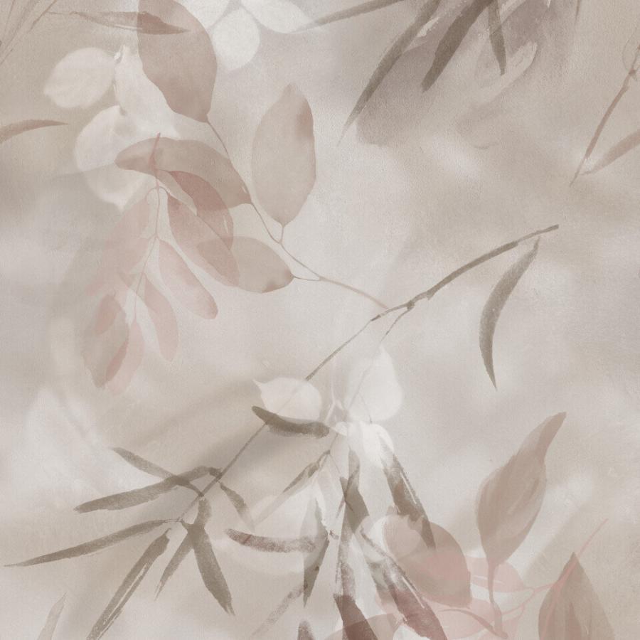 Kaindy Rosato Marron Wanddesign Muster in beige und pastellrosa, abstrakte Blattmotive auf strukturiertem Hintergrund von k'moor walldesign