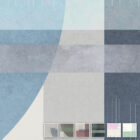 Geometrische Tapete Sensual Lines II Light Blue mit hellblauen Flächen, feinen Linien und harmonisch geschichteten Formen