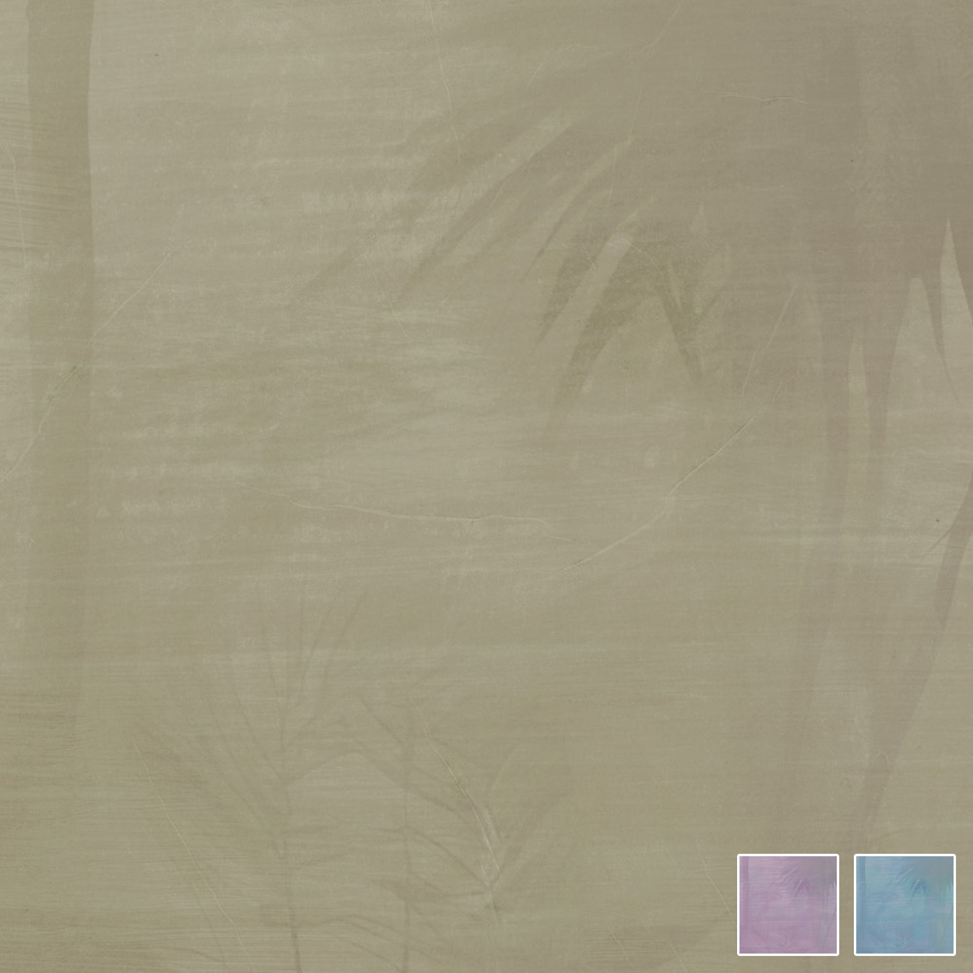 Schemenhafte Regenwaldstrukturen in sanften Pastelltönen prägen das Wanddesign Washed Jungle Green mit illusorischer Tiefe.
