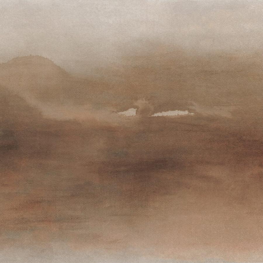 Riverside Coffee Designtapete in braunen Farbtönen mit abstrakter Aquarell-Textur, geeignet für ruhige Räume und mineralisch anmutende Wände