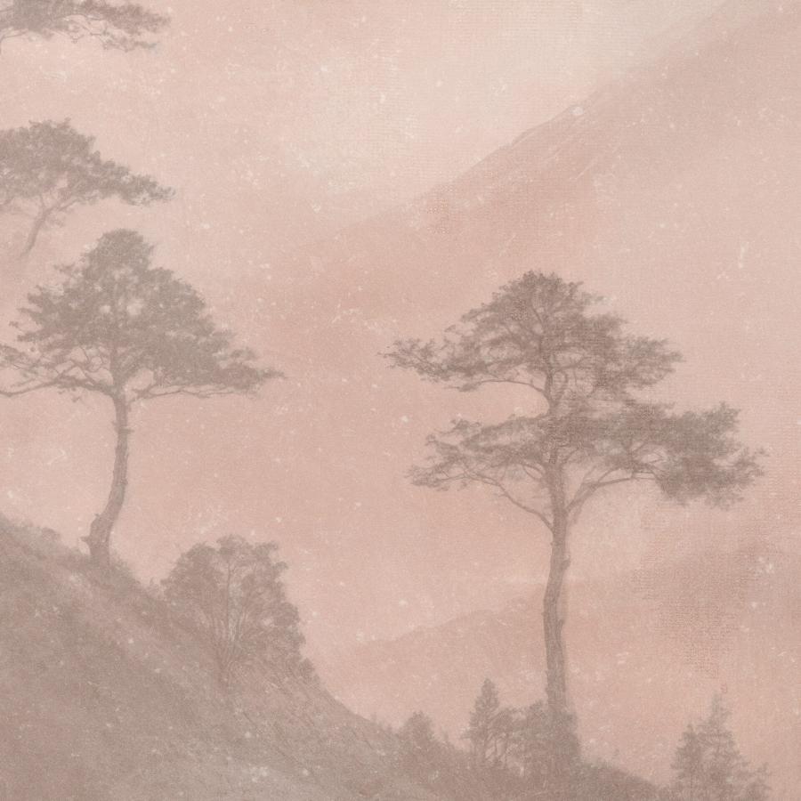 2 m Mediterranean Hills Cotto: ruhige pastellfarbene Landschaftshügel mit sanften Farben, als Tapetenmotiv von k'moor walldesign