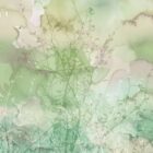 Grünes, abstraktes Pflanzensilhouetten-Wanddesign von k’moor – Muster Dickicht mit feinen Zweigen und zarten Blättern in Pastellgrün