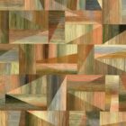 Discofox – mehrfarbiges geometrisches Wanddesign-Muster in Holzoptik von k’moor wall design, abstrakte Holztafel-Komposition