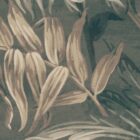 Abstractes Blättermotiv in Grün- und Beigetönen, Teil des Heirloom Wanddesigns von k’moor, gewebtes Muster für Wände