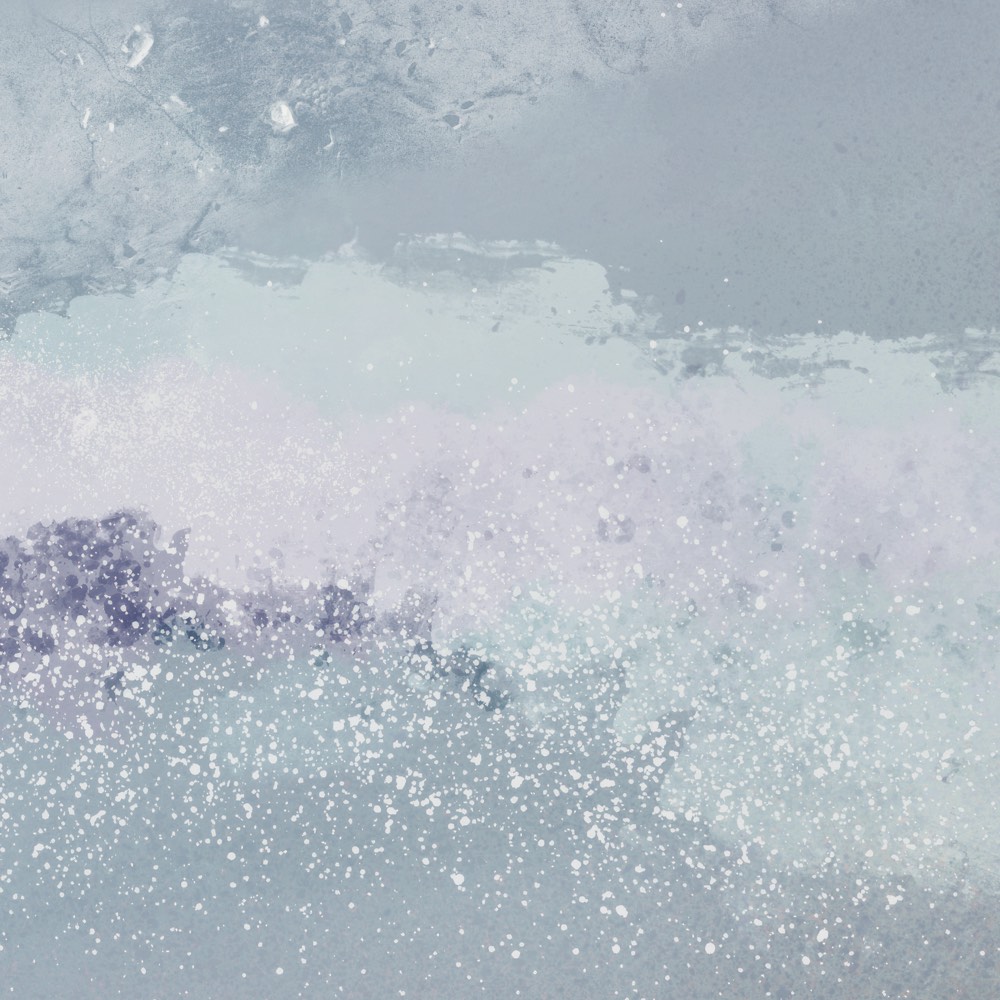 Abstrakte Pastell-Wandtextur in blauen Tönen, Teil des Spume-Wanddesigns von k'moor – neutrale Farbskala mit maritimen, wassergrauen Akzenten