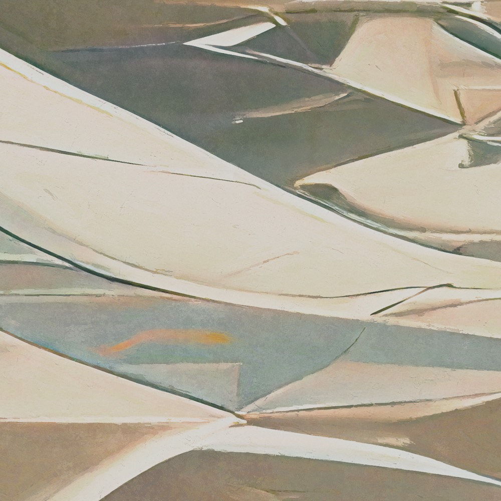 Abstrakte Wandgestaltung in sanften erdigen Farben mit beige- und taupe-Tönen, assoziiert mit dem Produkt Movement von k’moor Firmentextur