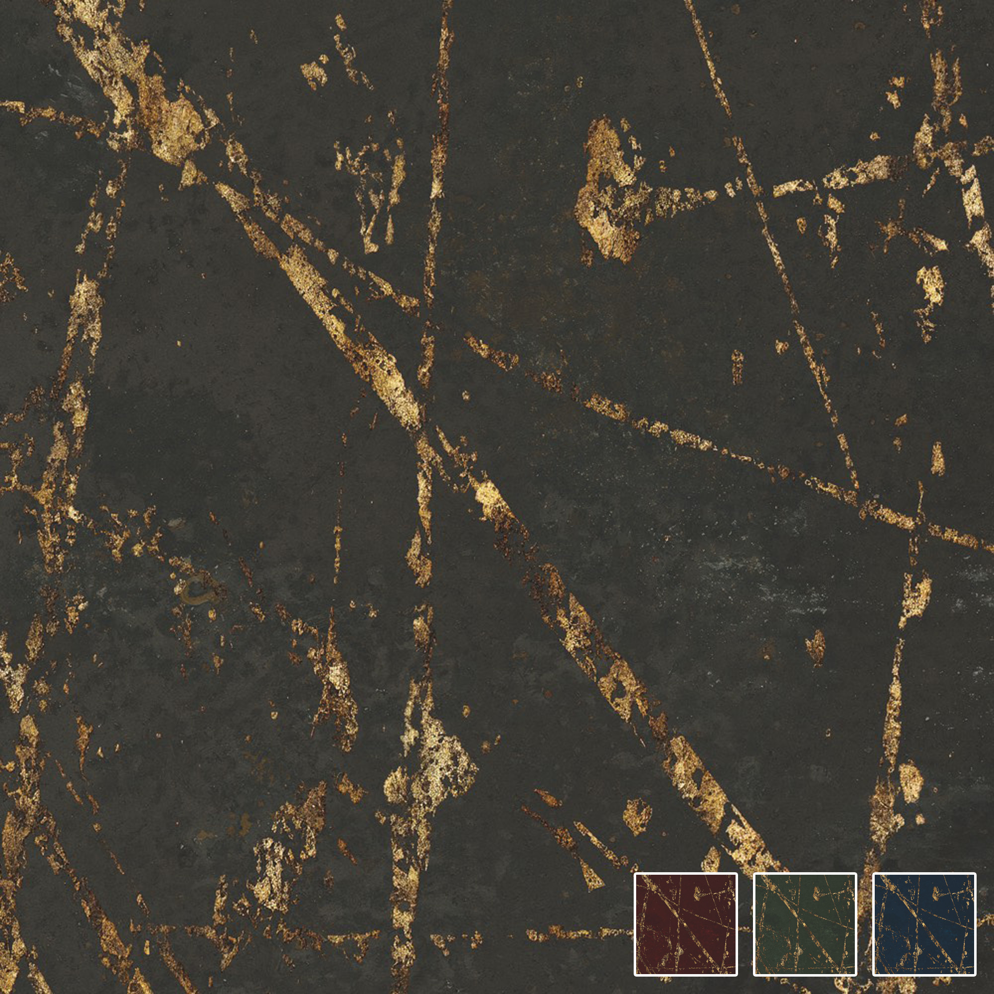 Dunkle Tapetenoberfläche von Dense Dynamic Obscure Amber mit unregelmäßigen goldbraunen Adern und mineralischer Struktur.