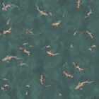 Imperial Koi Petrol Muster mit orangefarbenen Koi-Fischen auf petrolgrünem Hintergrund, gestaltet von k'moor walldesign, Kategorie Essence