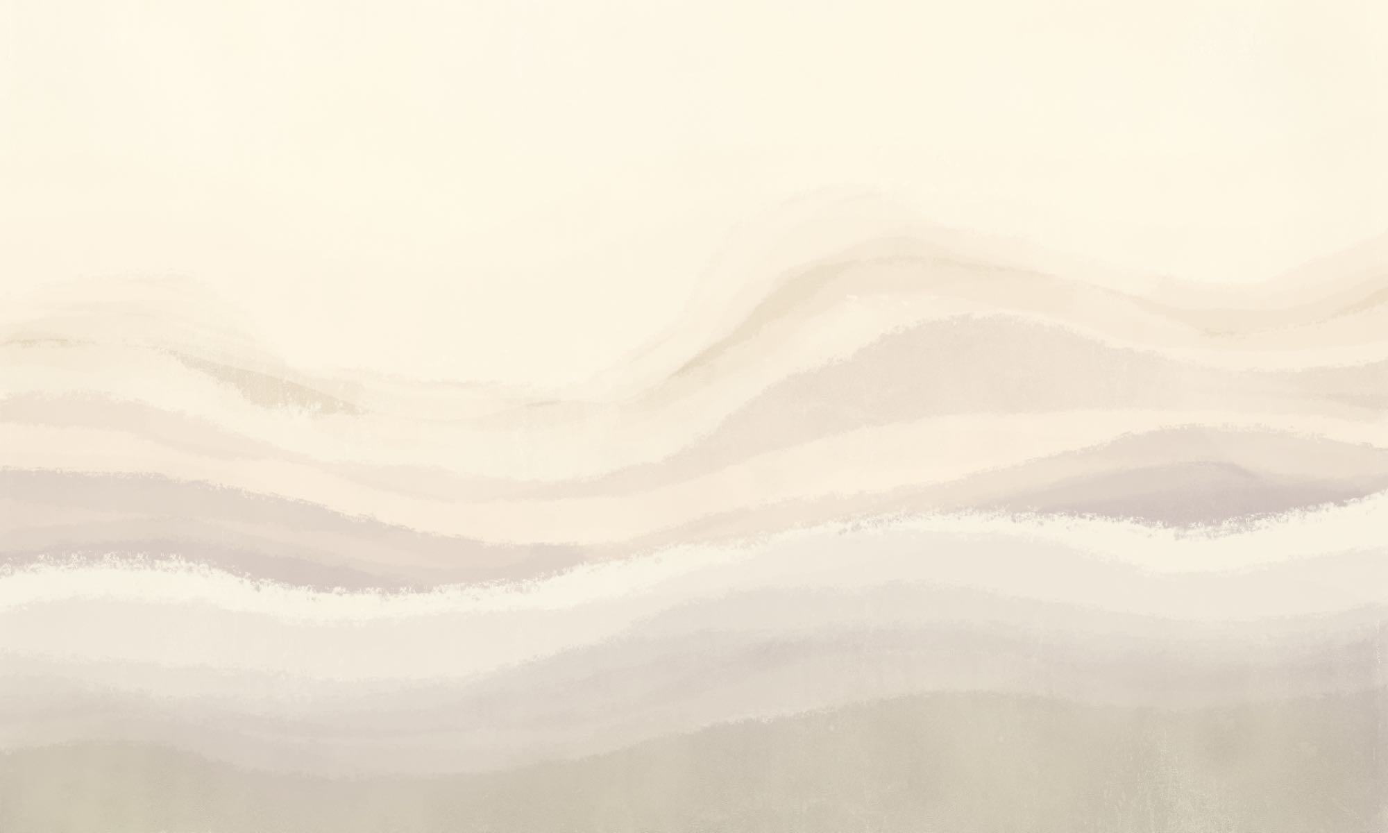 Sanfte Nebelwellen in Creme und Beige ziehen über die Fläche und schaffen ein ruhiges Wanddesign von 2 m Breite mit feinen, verschwommenen Konturen.